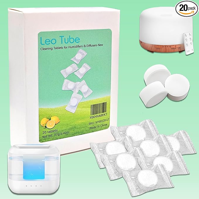 Cleaning Tablets for Humidifiers & Diffusers, Remove Stains and Residue, help reduce Buildup, Humidifier Cleaner Tablets