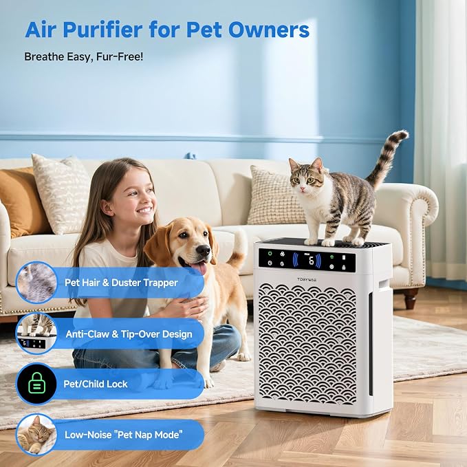 Clicknow Air Purifiers for Home, Large Room up to 3000 Ft2, HEPA Air Purifier for Home Pets with Filter, Air Quality Sensor