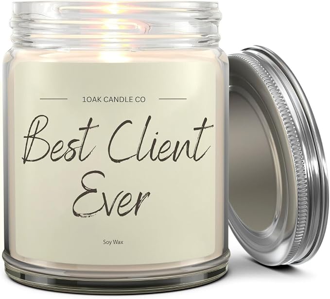Client Candle - Appreciation Gifts for Clients - Thank You Client Gifts for Corporate Women, Men, Hairdresser, Lawyer