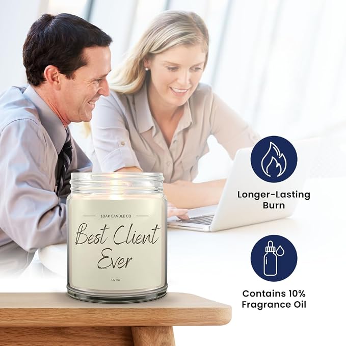 Client Candle - Appreciation Gifts for Clients - Thank You Client Gifts for Corporate Women, Men, Hairdresser, Lawyer