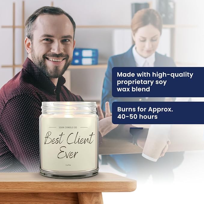Client Candle - Appreciation Gifts for Clients - Thank You Client Gifts for Corporate Women, Men, Hairdresser, Lawyer