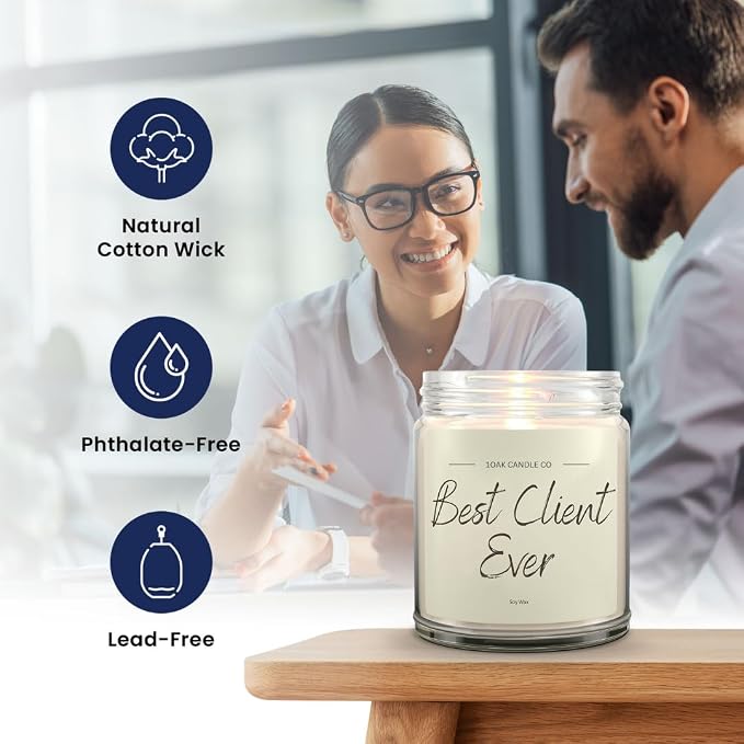 Client Candle - Appreciation Gifts for Clients - Thank You Client Gifts for Corporate Women, Men, Hairdresser, Lawyer
