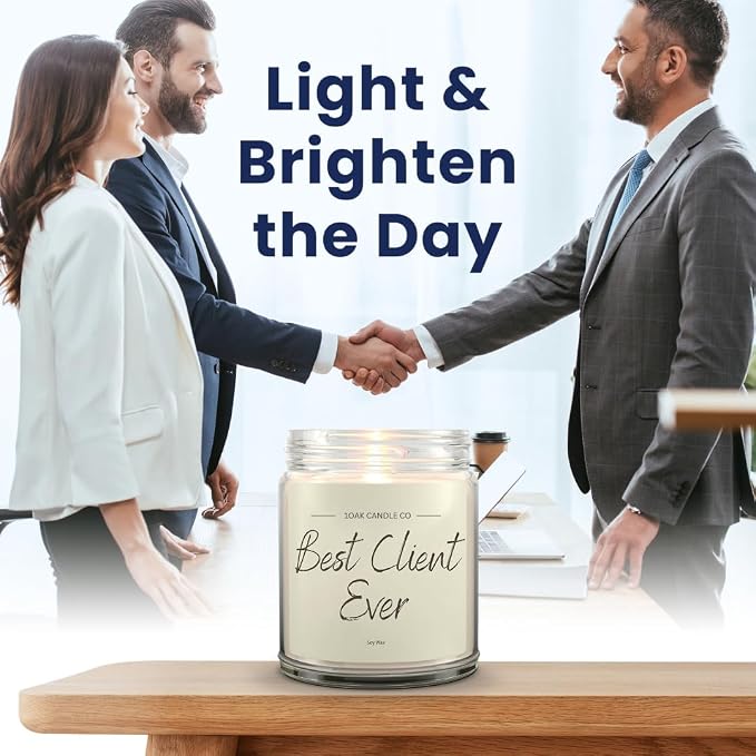 Client Candle - Appreciation Gifts for Clients - Thank You Client Gifts for Corporate Women, Men, Hairdresser, Lawyer