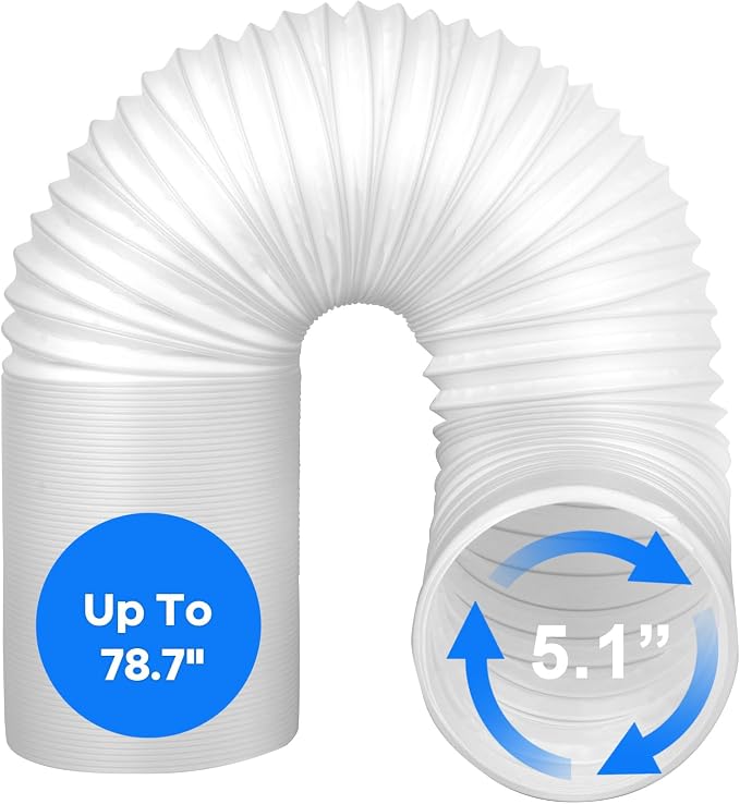Clockwise 80" Length 5.1 Inch Diameter Portable Air Conditioner Hose, Replacement Mobile AC Unit Exhaust 5.1" Vent Hose For