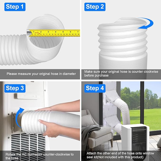 Clockwise 80" Length 5.1 Inch Diameter Portable Air Conditioner Hose, Replacement Mobile AC Unit Exhaust 5.1" Vent Hose For