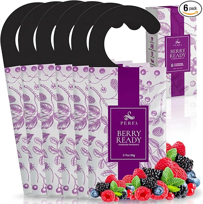 Closet Deodorizer for Women (6-Pack) | Berry Closet Freshener | Small Space Air Freshener For Wardrobe, Closets, Drawers