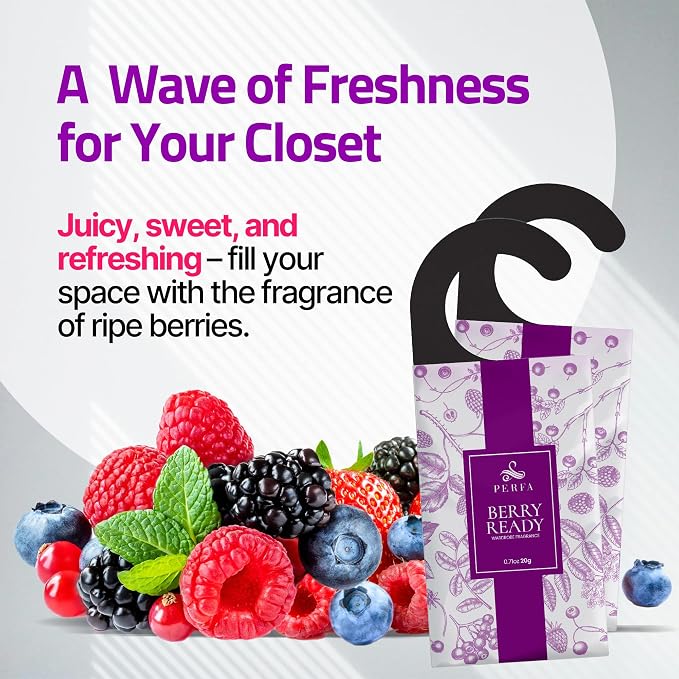 Closet Deodorizer for Women (6-Pack) | Berry Closet Freshener | Small Space Air Freshener For Wardrobe, Closets, Drawers
