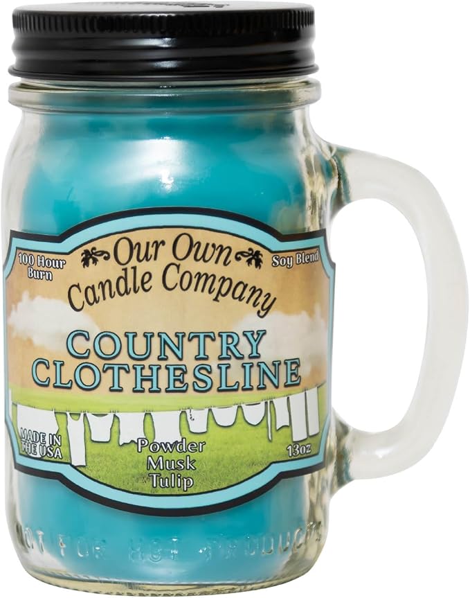 Clothesline Scented Mason Jar Candle, 100 Hour Burn Time, Made in The USA - 13 Ounces, product image