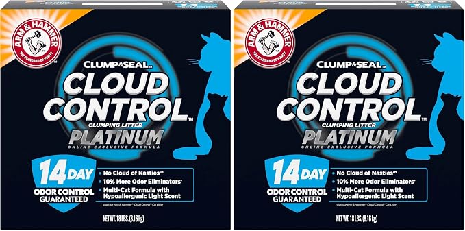 Cloud Control Platinum Cat Litter,Hypoallergenic,Dust-Free,Multi-Cat,14-Day Odor Control,18 lbs – Dander Shield & Baking