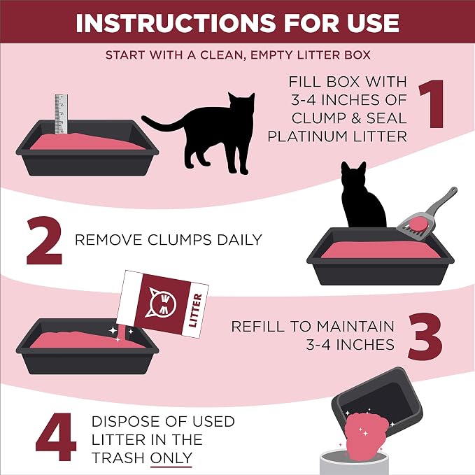 Clump & Seal Platinum Cat Litter, Multi-Cat, 14-Day Odor Control, Rock-Hard Clumps, 27.5 lbs – Powerful Odor Eliminator with