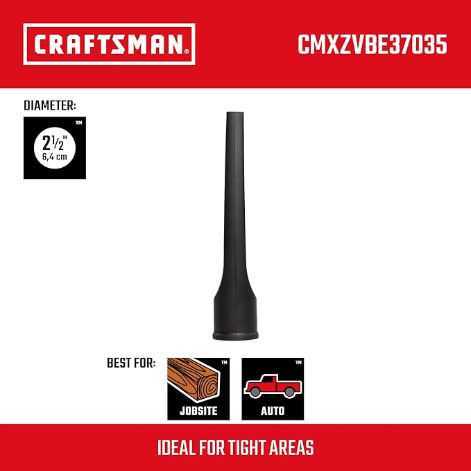 CMXZVBE37035 2-1/2 in. Crevice Tool Wet Dry Vac Attachment, Industrial-Grade Shop Vacuum Accessory for Cleaning Tight Spaces