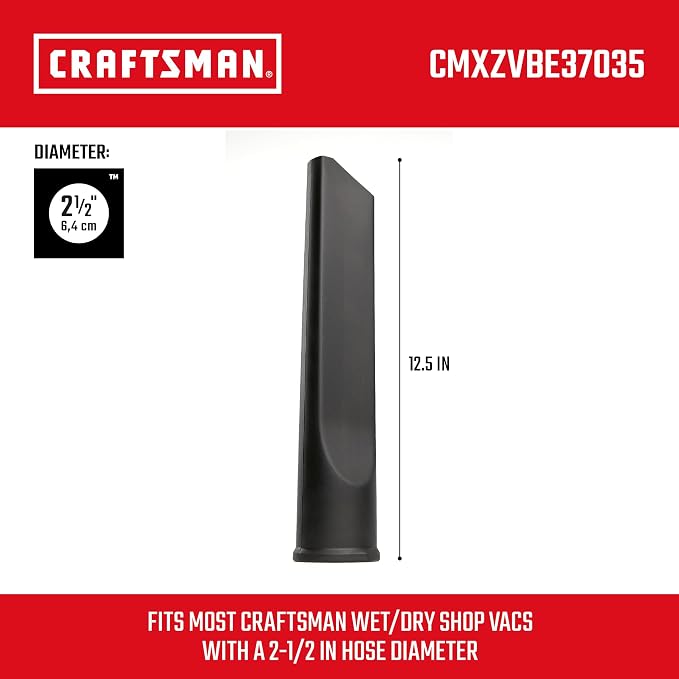 CMXZVBE37035 2-1/2 in. Crevice Tool Wet Dry Vac Attachment, Industrial-Grade Shop Vacuum Accessory for Cleaning Tight Spaces