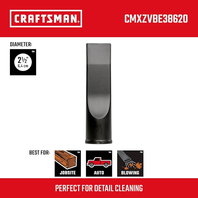 CMXZVBE38620 2-1/2 in. Car Nozzle Wet Dry Vac Attachment, Industrial-Grade Shop Vacuum Accessory for Deep Automotive