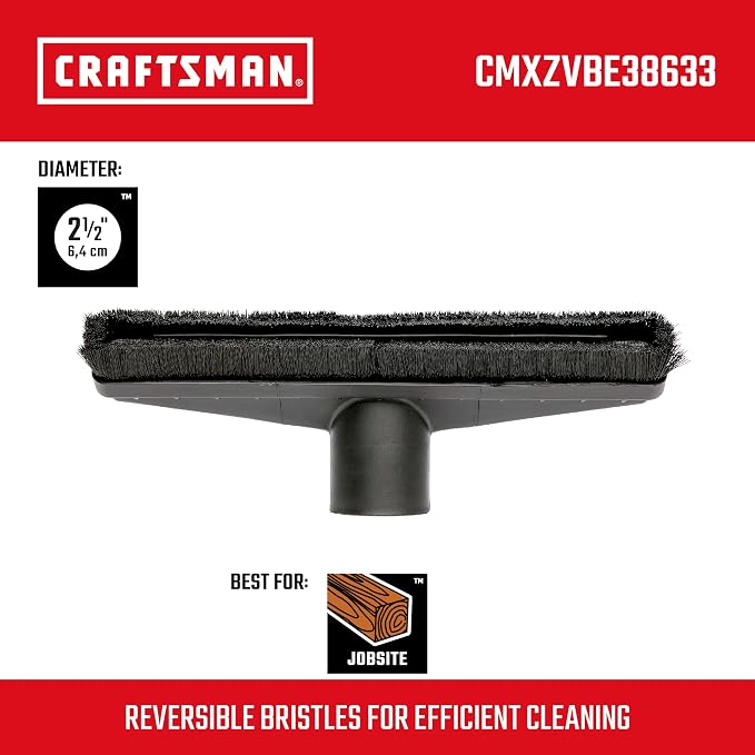 CMXZVBE38633 2-1/2 in. Floor Brush Wet Dry Vac Attachment, Industrial-Grade 14 inch Wide Shop Vacuum Accessory with Bristles