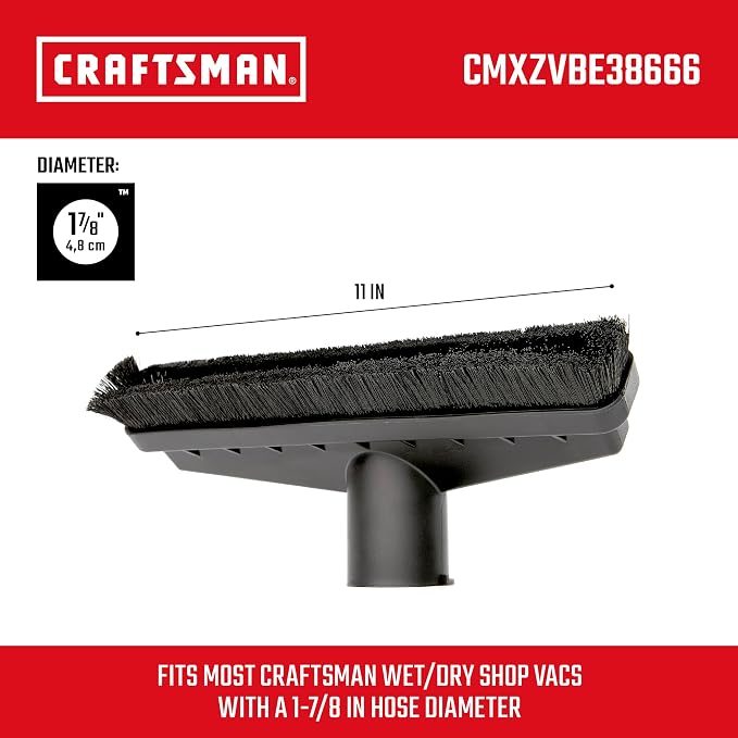 CMXZVBE38666 1-7/8 in. Floor Brush Wet Dry Vac Attachment, Industrial-Grade Shop Vacuum Accessory with Bristles for Cleaning