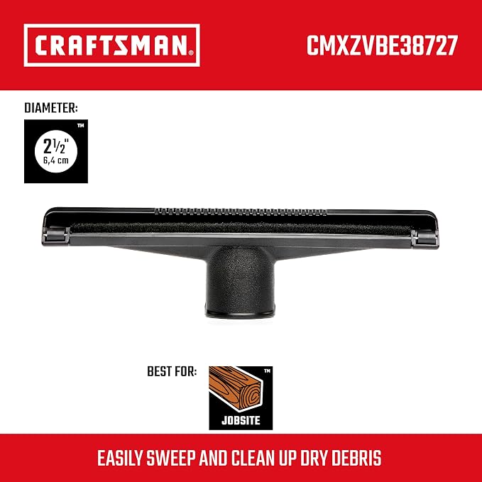 CMXZVBE38727 2-1/2 in. Dry Nozzle Wet Dry Vac Attachment, Industrial-Grade 14 inch Wide Shop Vacuum Accessory for Hard
