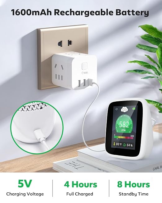 CO2 Carbon Dioxide Detector, 5-in-1 Indoor Air Quality Monitor, CO2 Meter with Alarm, Tester for Carbon Dioxide, alternate