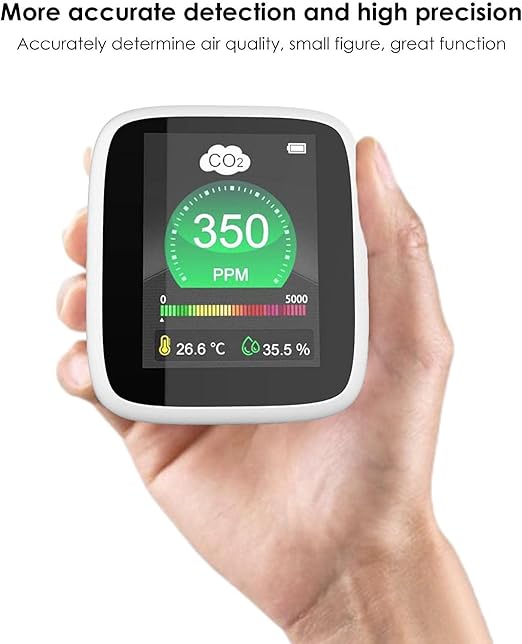 CO2 Carbon Dioxide Detector, 5-in-1 Indoor Air Quality Monitor, CO2 Meter with Alarm, Tester for Carbon Dioxide, alternate