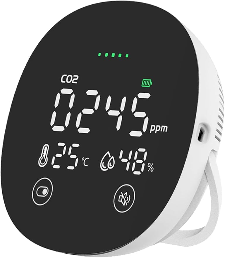 CO2 Monitor, 3 in 1 CO2 Detector Temperature and Humidity Air Quality Monitor Carbon Dioxide Detector for Travel Portable CO2