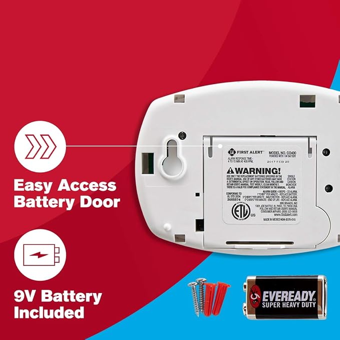 CO400 Carbon Monoxide (CO) Detector, Battery Operated Alarm, 1-Pack in White., alternate view 3