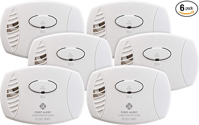 CO400 Carbon Monoxide Detector, Battery Operated, 6-Pack, White in White.
