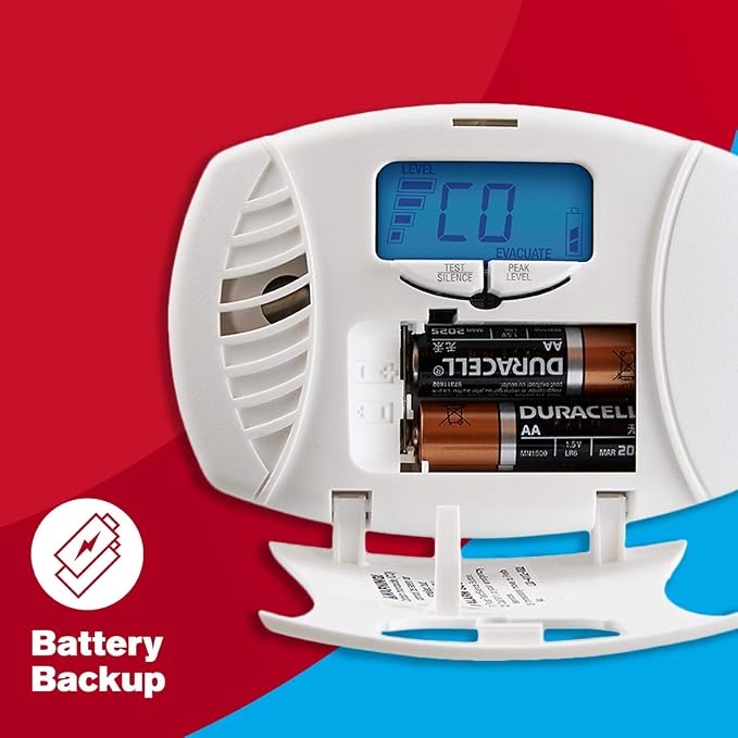 CO615 Dual-Power Plug-In Carbon Monoxide Detector with Battery Backup and Digital Display, White in White., alternate view 5