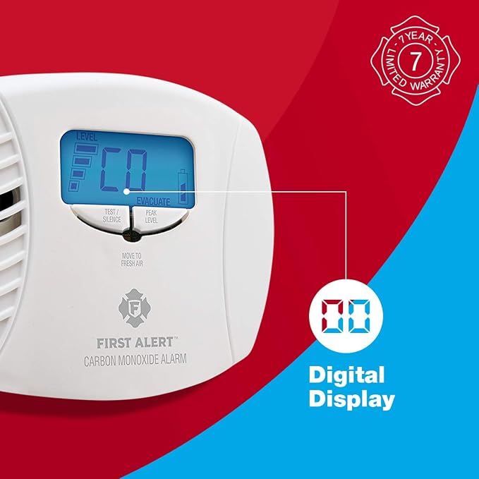 CO615 Dual-Power Plug-In Carbon Monoxide Detector with Battery Backup and Digital Display, White in White., alternate view 7