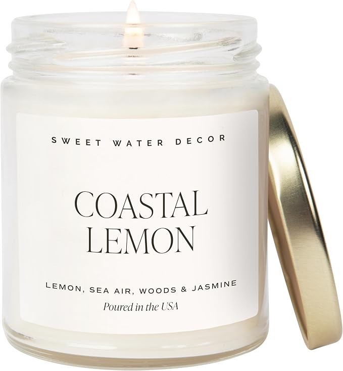 Coastal Lemon Scented Candles - Soy Candles with Lemon, Sea Salt, & Driftwood for Home Decor, product image