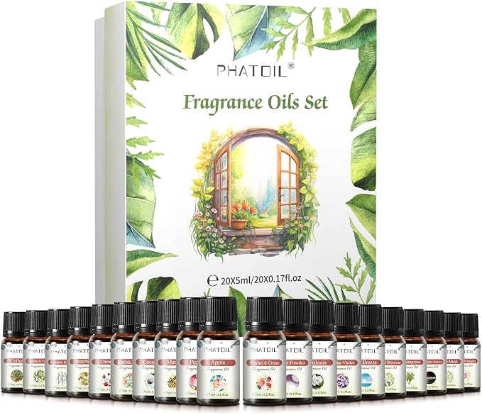 Coconut 20 Pcs Fragrance Oil Set, Premium Fragrance Oil, for Humidifier, DIY Candle & Soap Making Scent, Aromatherapy