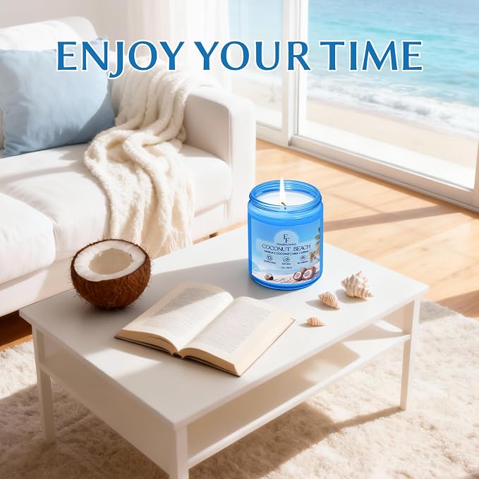 Coconut Beach Scented Candle, Natural Soy Wax Jar Candle for Home Scented, 100-Hour Burn Time Gifts for Women Men, alternate