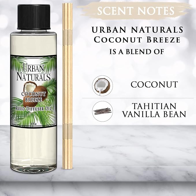 Coconut Breeze Scented Oil Reed Diffuser Refill | Includes a Free Set of Reed Sticks!, alternate product view 2