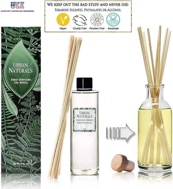 Coconut Breeze Scented Oil Reed Diffuser Refill | Includes a Free Set of Reed Sticks!, alternate product view 3