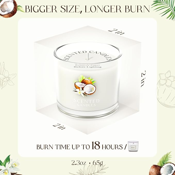 Coconut Candle, Scented Candles Gifts for Women, Candles Gift Set for Her, 3 Scented Votive Candles, alternate product view 3