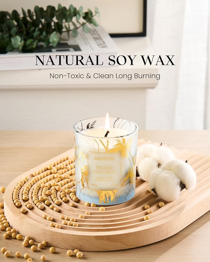 Coconut Candles, 8.1oz 42-Hour Long Burning Time Naturally Scented Candles,Vegan Soy, alternate product view 3