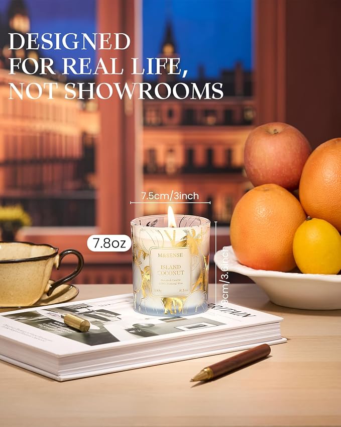 Coconut Candles, 8.1oz 42-Hour Long Burning Time Naturally Scented Candles,Vegan Soy, alternate product view 4