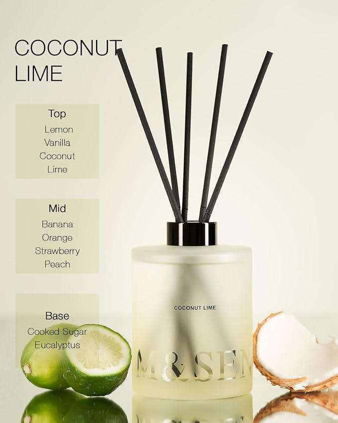 Coconut Lime Reed Diffuser Set - 16.9 fl oz Long-Lasting Scent, Large Natural Oil Diffuser with Sticks, alternate product