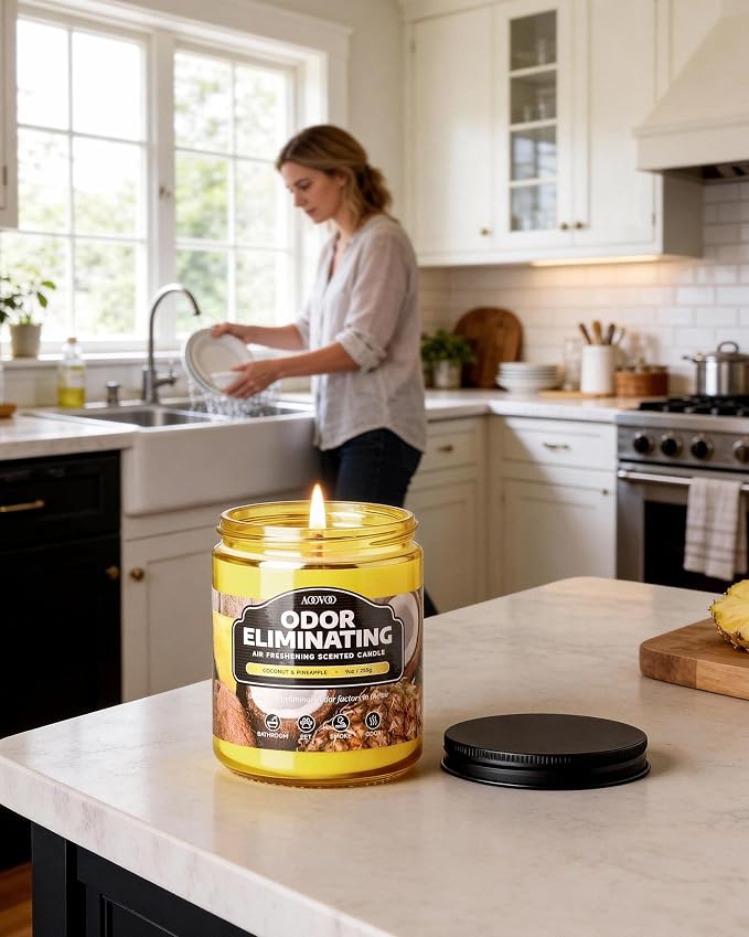 Coconut Pineapple Odor Eliminating Highly Fragranced Candle - Eliminates 95% of Pet, Smoke, Food, and Other Smells Quickly