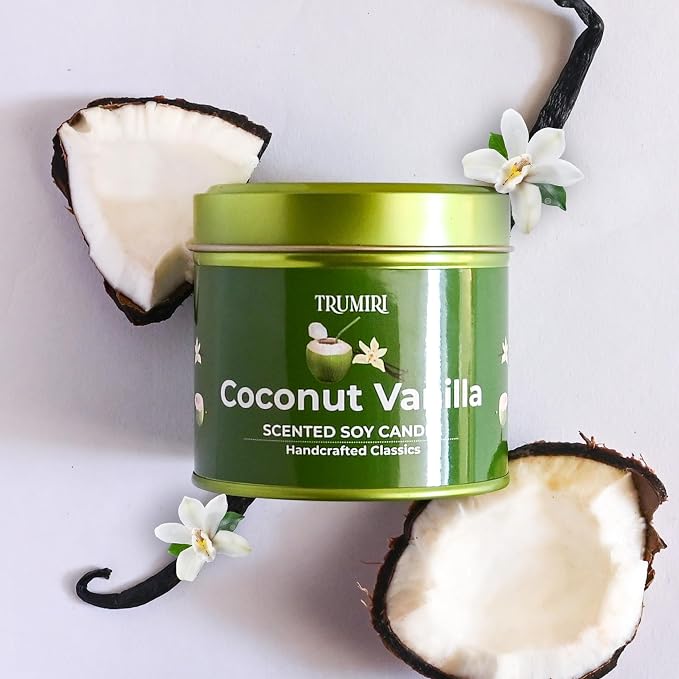 Coconut Vanilla - Aromatherapy Candles for Home Scented - 5oz Natural Soy Wax Clean Organic made from natural materials