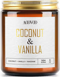 Coconut Vanilla Candles - 9 oz Scented Candles, Aromatherapy Candle, Soy Candle for Home Scented in Gold.