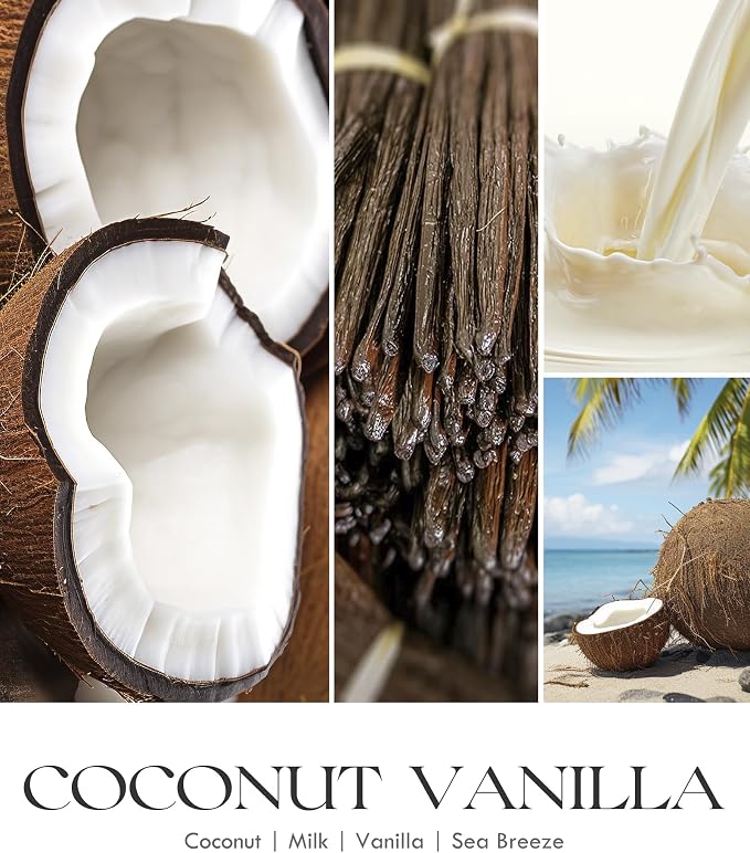 Coconut Vanilla Candles - 9 oz Scented Candles, Aromatherapy Candle, Soy Candle for Home Scented in Gold., alternate view 4