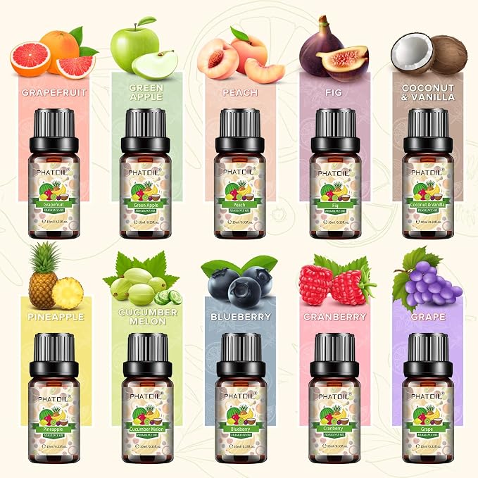 Coconut & Vanilla Fragrance Oils Set, 10 Pcs Aromatherapy Oils Set, for Diffusers, Home comfort, alternate product view 2
