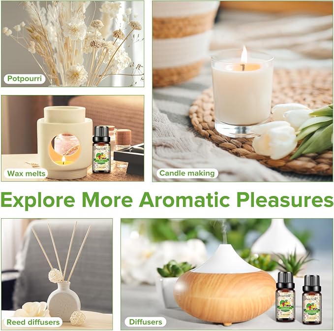 Coconut & Vanilla Fragrance Oils Set, 10 Pcs Aromatherapy Oils Set, for Diffusers, Home comfort, alternate product view 3