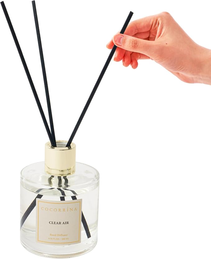 Reed Diffuser Set, Flower Reed Diffuser Clear Air 6.7 oz, Scented Diffuser with Sticks Home Fragrance Essential Oil