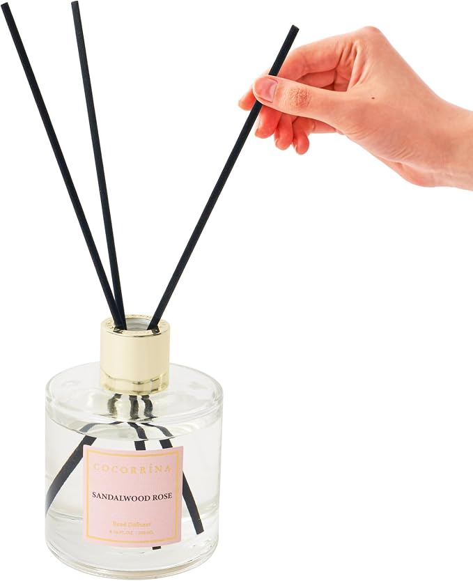 Reed Diffuser Set, Flower Reed Diffuser Sandalwood Rose 6.7 oz, Scented Diffuser with Sticks Home Fragrance