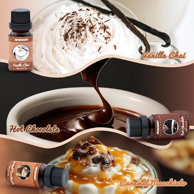 Coffee Fragrance Oils Set, Premium Essential Oils for Diffuser, Espresso, Vanilla Chai, Hot Chocolate, Blueberry Muffin