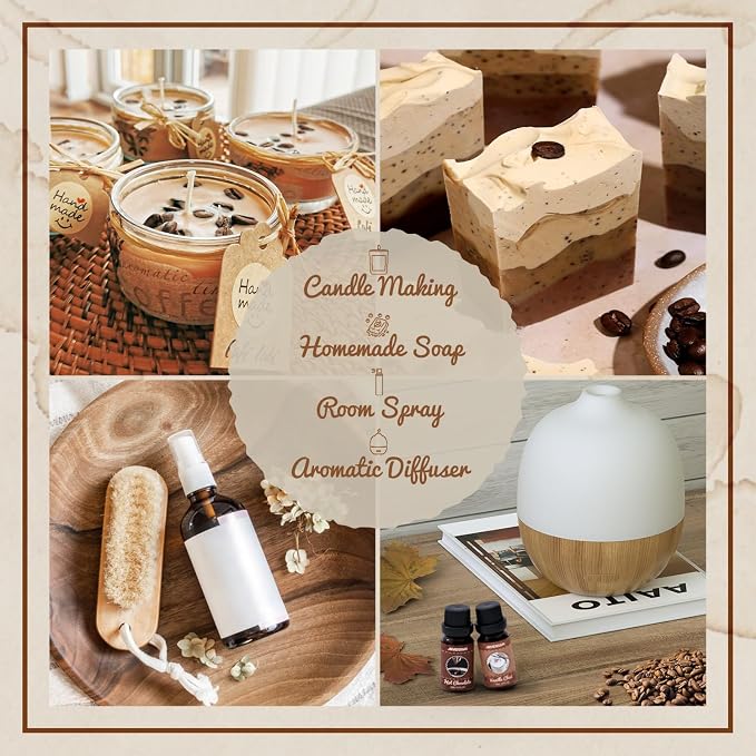 Coffee Fragrance Oils Set, Premium Essential Oils for Diffuser, Espresso, Vanilla Chai, Hot Chocolate, Blueberry Muffin
