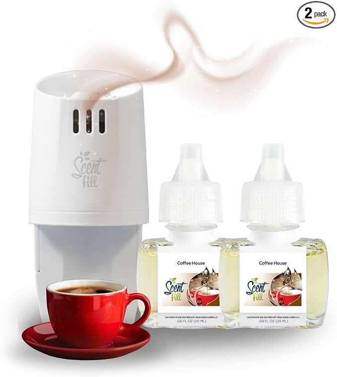 Coffee House Plug in Air Freshener, Scented Oil Refills, 2 Refills + Diffuser, product image