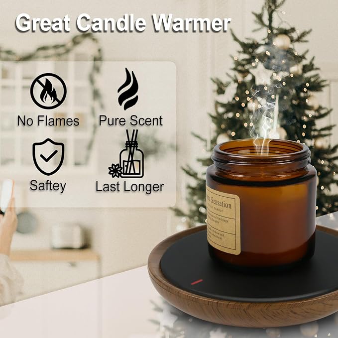 Coffee Mug Warmer, Candle Warmer Plate Wood Grain Style, Wax Melt Warmer for Scented Wax, Electric Coffee Warmer for Desk