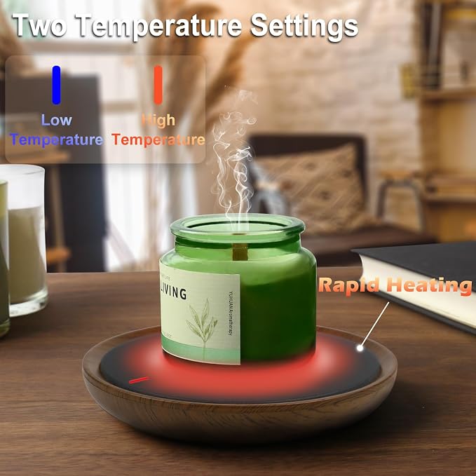 Coffee Mug Warmer, Candle Warmer Plate Wood Grain Style, Wax Melt Warmer for Scented Wax, Electric Coffee Warmer for Desk