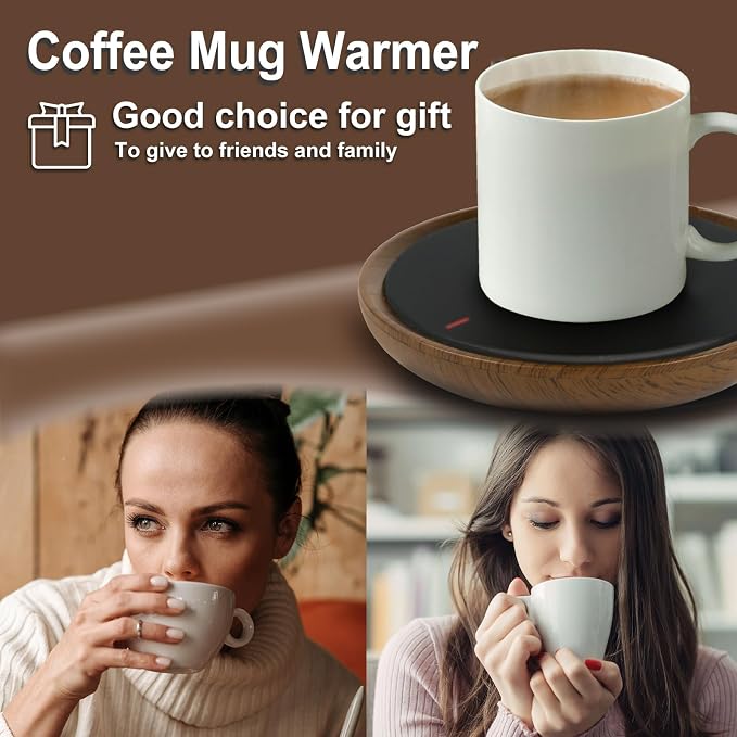 Coffee Mug Warmer, Candle Warmer Plate Wood Grain Style, Wax Melt Warmer for Scented Wax, Electric Coffee Warmer for Desk